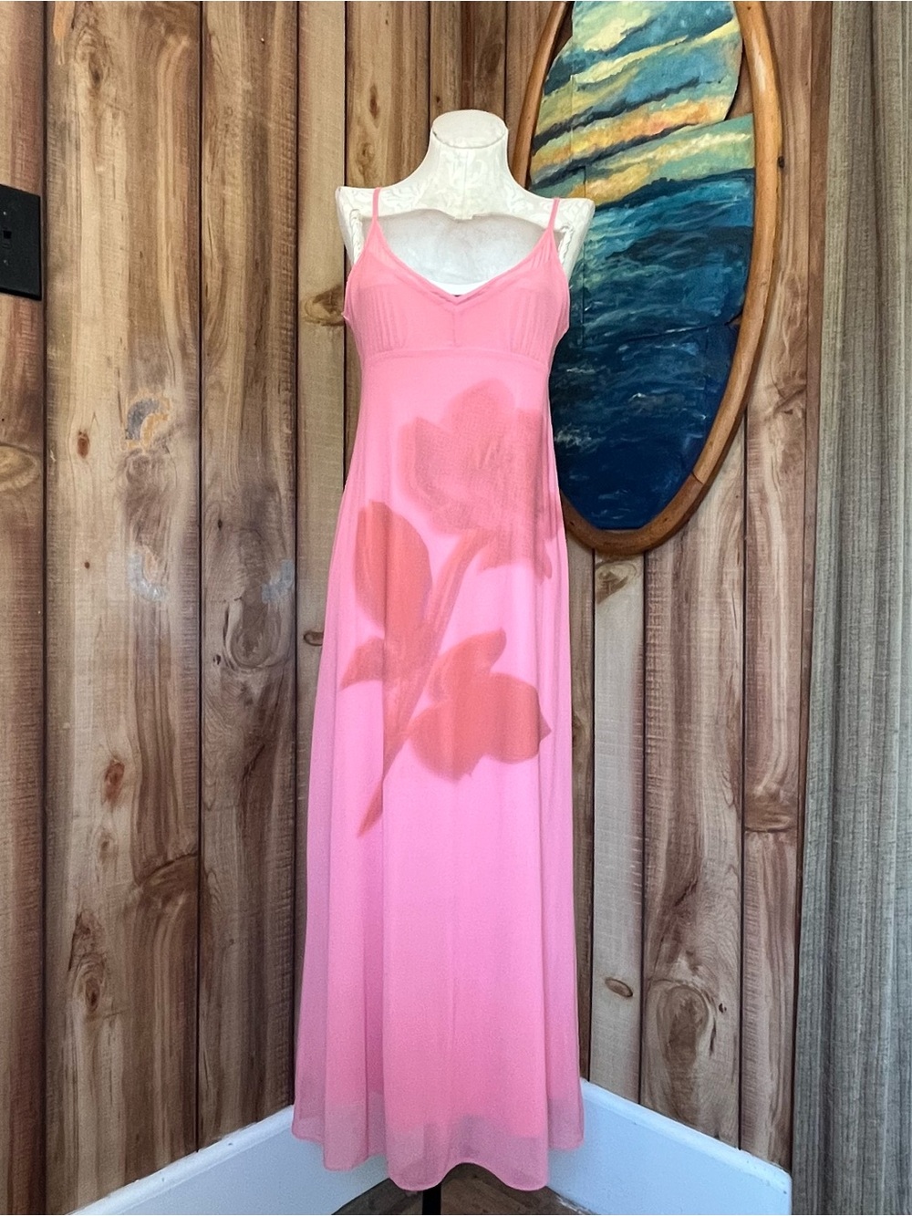 💋 Kimchi Blue Pink Floral Slip Maxi Dress